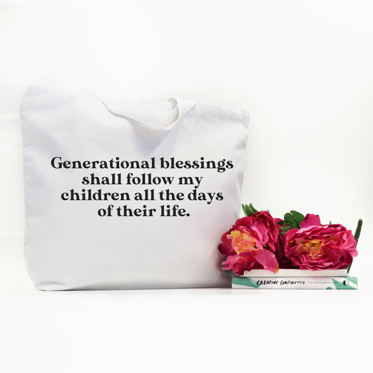 GENERATIONAL BLESSINGS - OVERSIZED WHITE TOTE